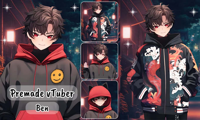 draw and rig male live vtuber model 2d 3d vtuber rigging 2d vtuber commission