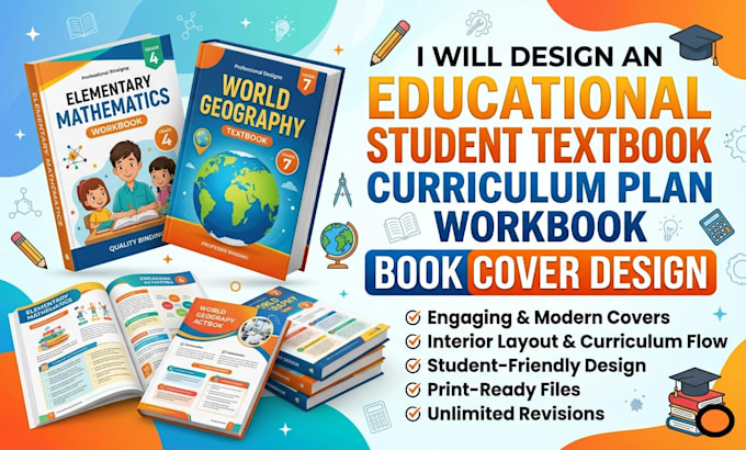 design educational textbook workbook worksheet curriculum plan book cover design