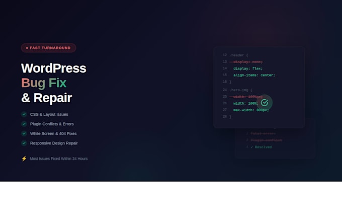 fix wordpress bugs, errors, and CSS issues quickly