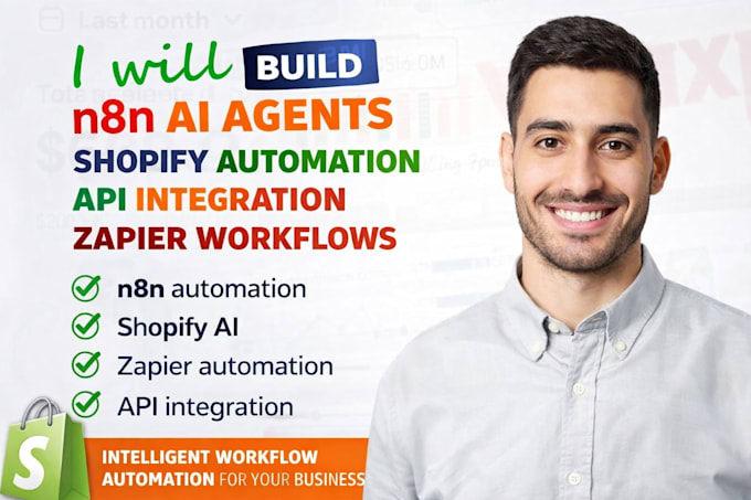 build n8n ai agents, shopify automation, API integration and zapier workflows