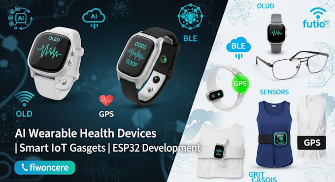 Oled wearable health device smart ring watch band glass esp32 iot ble ...