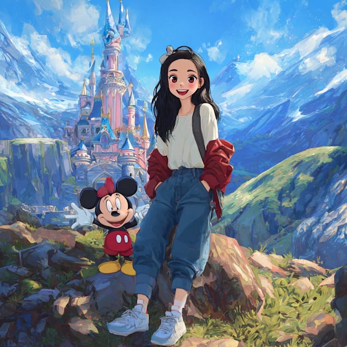 paint portrait into a disney style cartoon