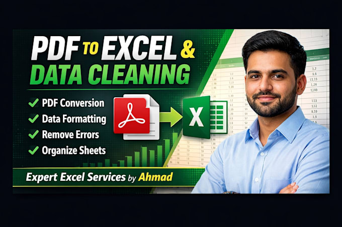 convert PDF to excel and do professional data cleaning as an excel expert