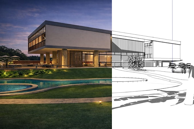 do sketchup 3d model and realistic architectural rendering