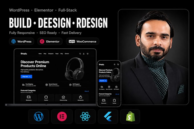 build, design or redesign wordpress elementor website