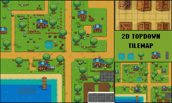 do 2d top down pixel art tileset rpg game art asset game spritesheet tile map