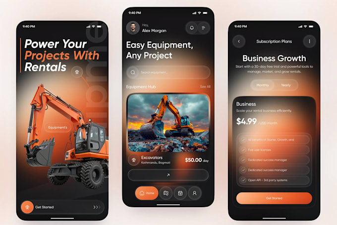 develop construction equipment rental app, construction machinery rental app