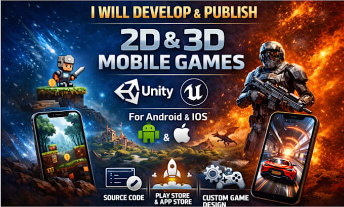 Develop and publish 2d 3d mobile game in unity or unreal engine by Dru ...
