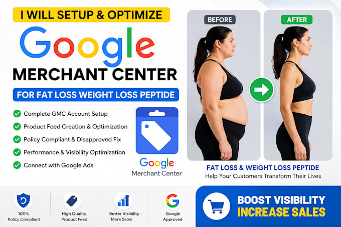 setup and optimize google merchant centre for metabolic weight loss peptide