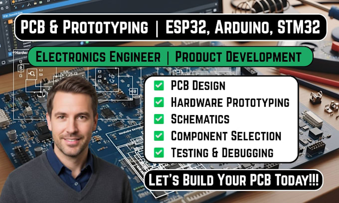 make hardware prototyping and pcb design for esp32, arduino, stm32