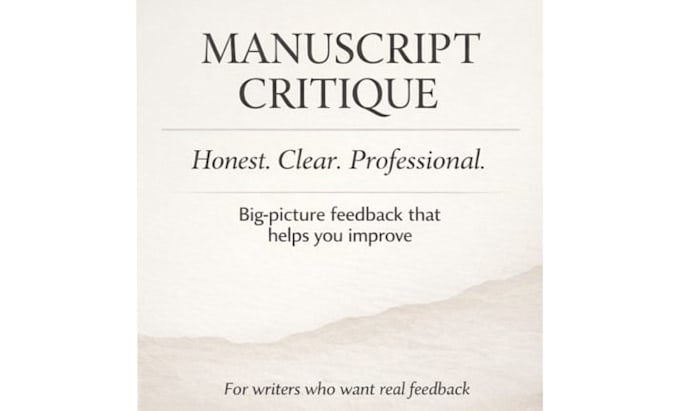 professionally critique your manuscript with honest feedback