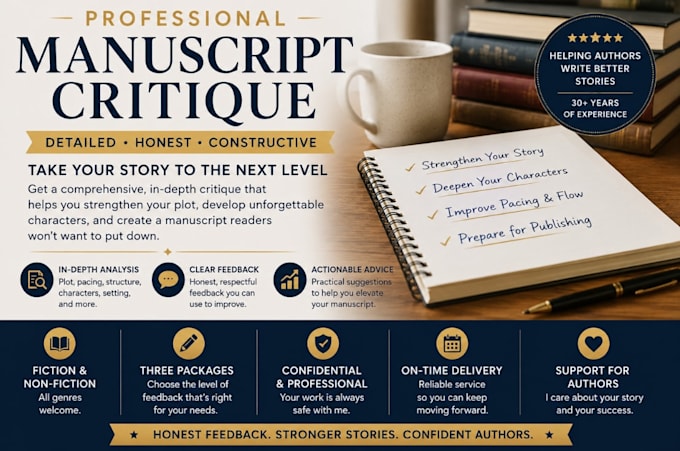 professionally critique your manuscript with honest feedback
