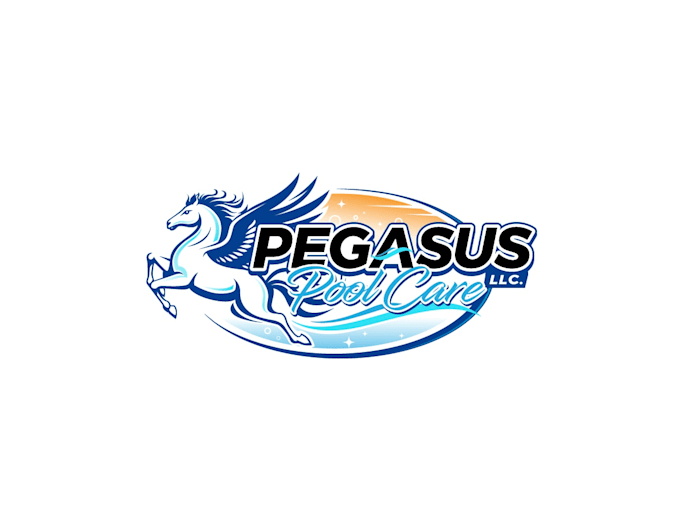 create creative good looking pegasus and pool service logo design