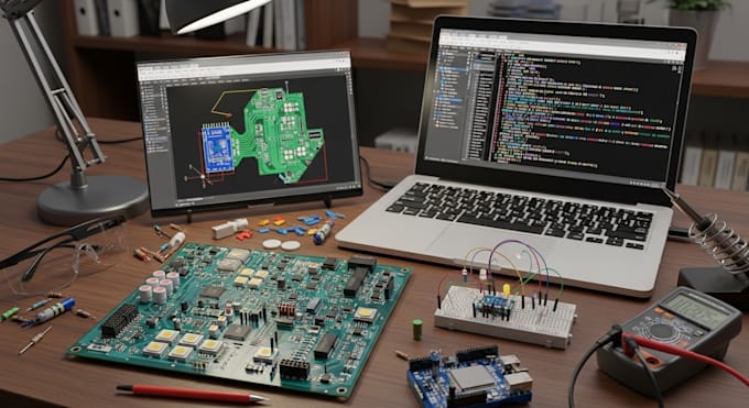 create professional led pcb layout with microcontroller firmware