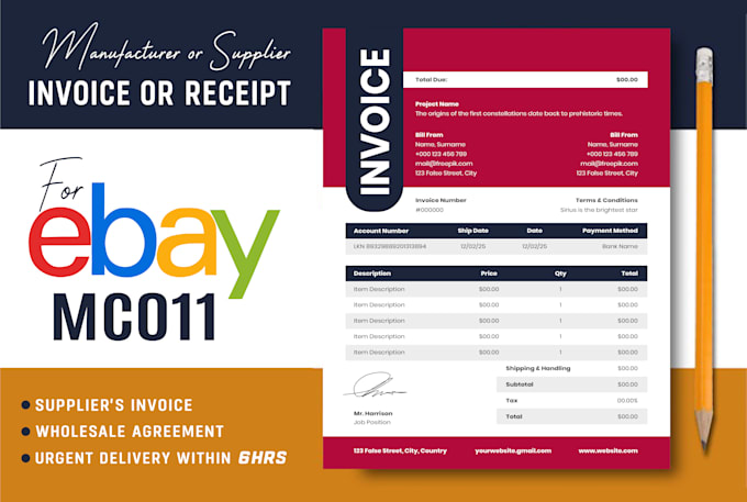 create professional invoice and receipt design for mc011