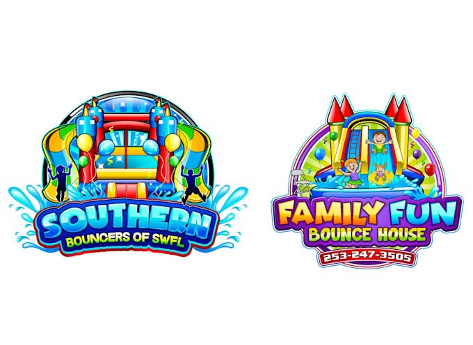 design wonderful bounce house logo