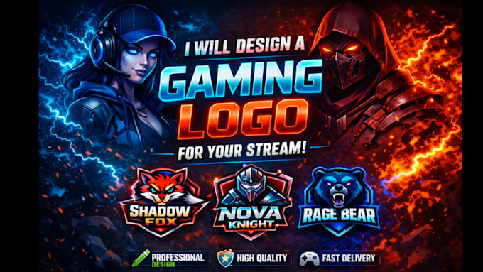 design gaming, twitch, mascot, esports logo for streamers
