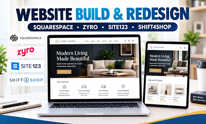 build and edit squarespace, zyro, site123 and shift4shop websites