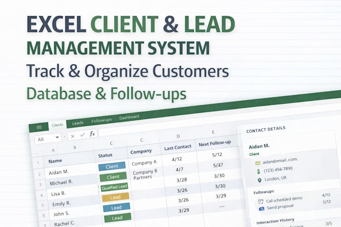 create an excel client and lead management system