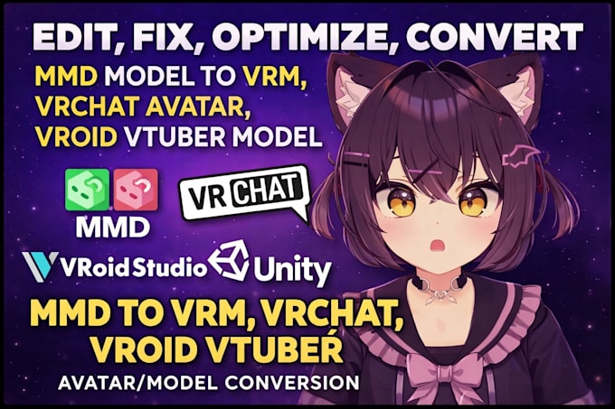 fix, pro rig vrchat vtuber model with rigging, face tracking, warudo koikatsu