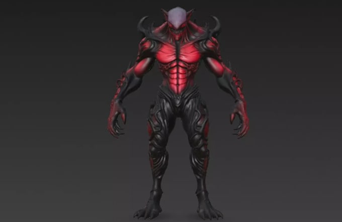 develop 3d fantasy character,stylized humanoid monster,surreal horror,vrm avatar