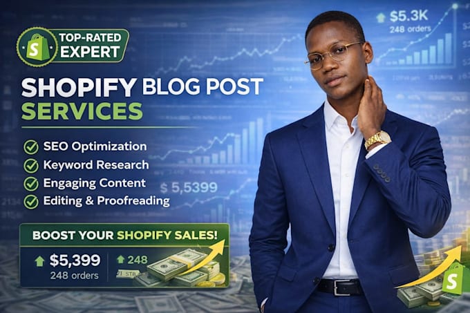 write SEO optimized high ranking blog post for shopify store traffic growth