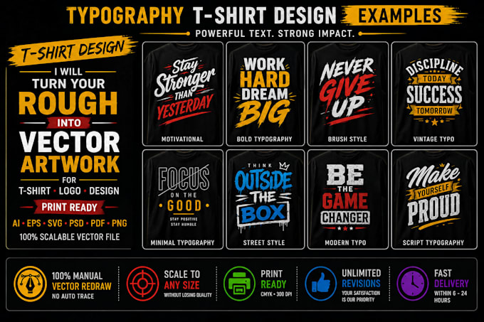 recreate your t shirt design into print ready vector files