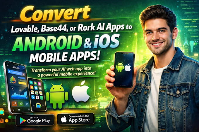 convert lovable, base44, or rork ai apps to android and ios