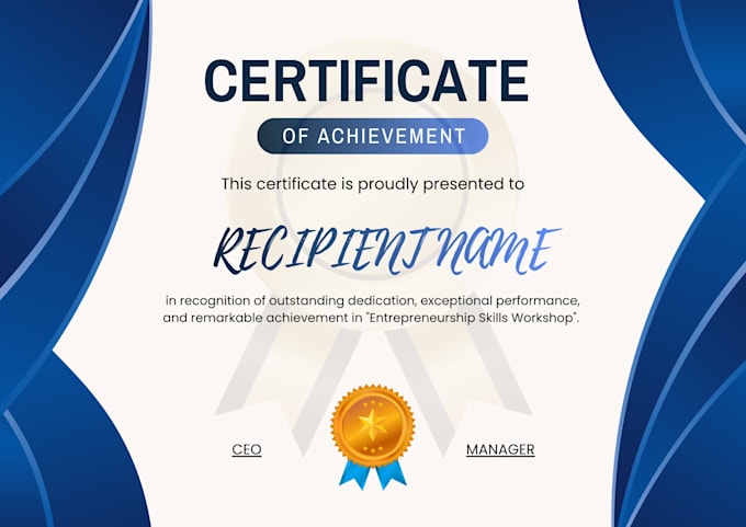 design professional award certificate with 24 hour delivery