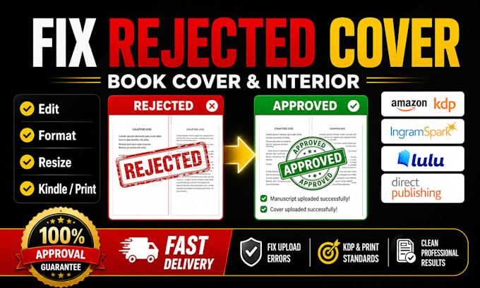 fix rejected book cover, resize KDP cover, paperback, ingramspark cover
