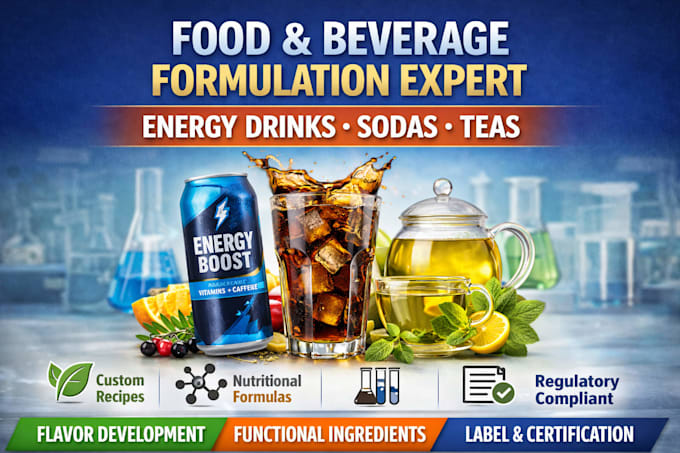 formulate food formulation, energy drink, beverages formulation sodas, and tea