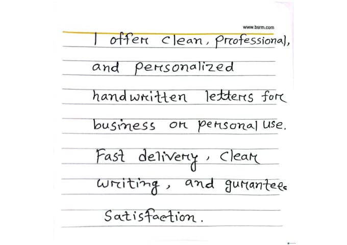 do work will be presented in a neat professional handwritten