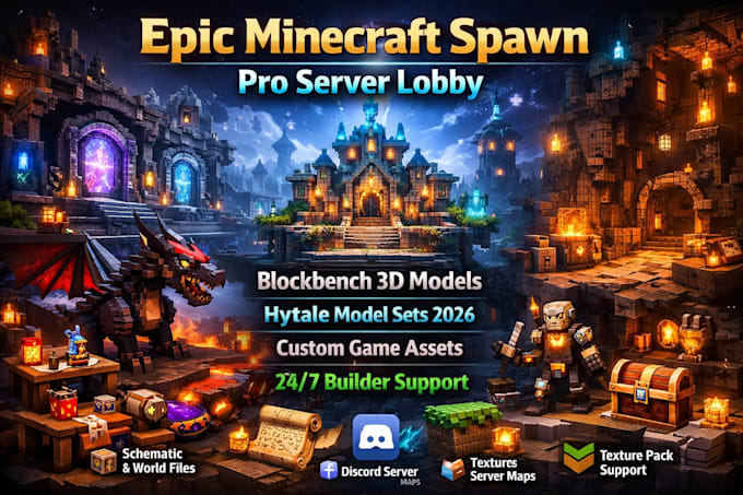 build minecraft spawn hytale model server lobby and blockbench 3d model