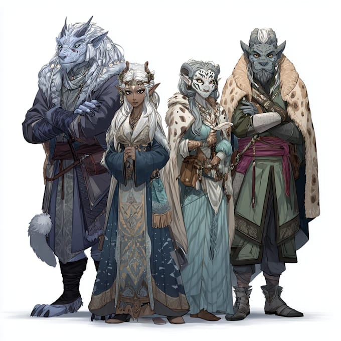 draw dnd character and dnd party illustration