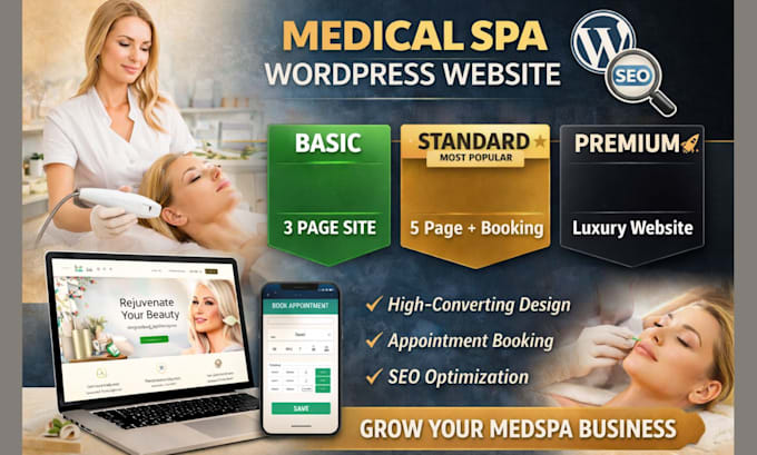 design medical spa website with booking and SEO on wordpress