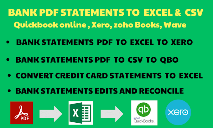 convert bank statement, PDF to excel and word to excel