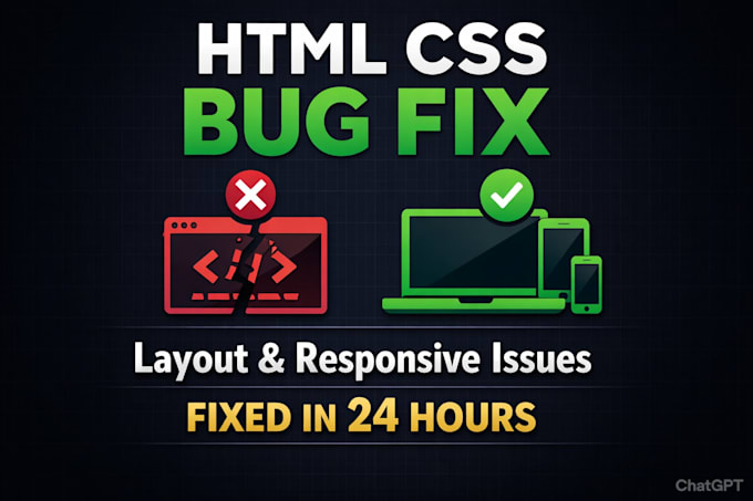 fix HTML CSS bugs, layout and mobile responsive issues fast