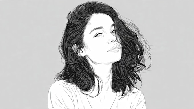 Draw any custom black and white hand drawn line art illustration by ...