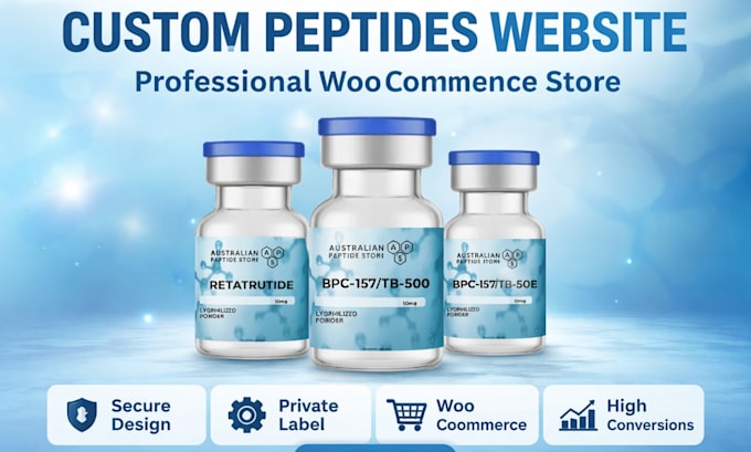 design custom peptides website, research peptide supplements woocomerce store