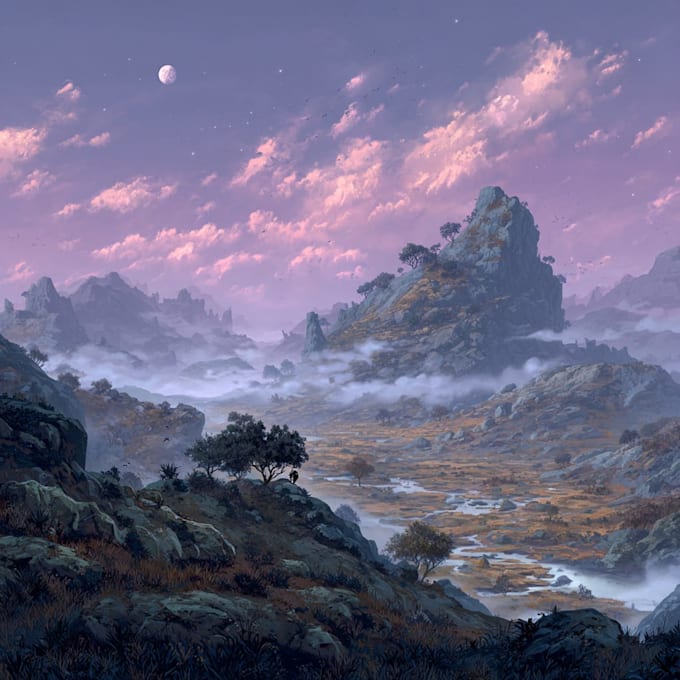 digitally paint fantasy landscape