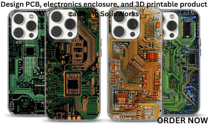 design pcb, electronics enclosure, and 3d printable product casing in solidworks