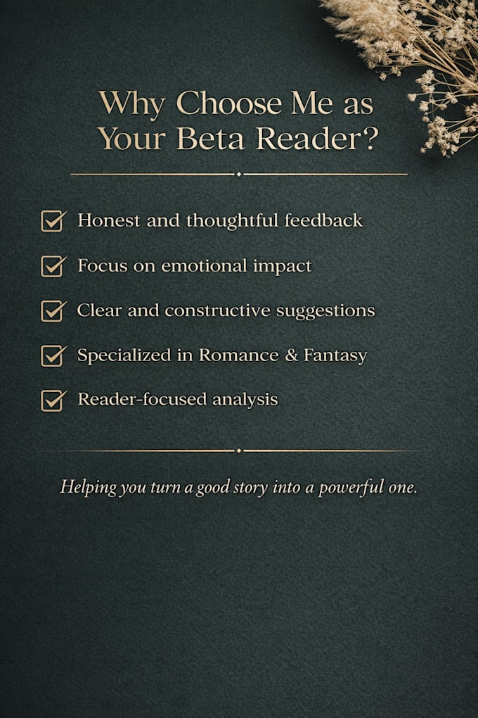can be your beta reader and provide detailed feedback