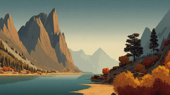 draw a flat vector landscape illustration