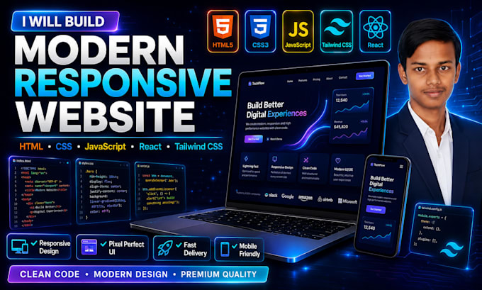 build a frontend website using HTML CSS and javascript
