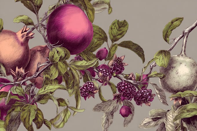 create a gorgeous botanical plants fruit for you