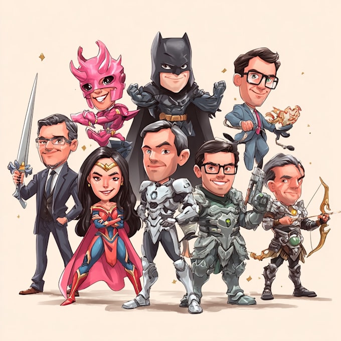 design premium superhero caricature character