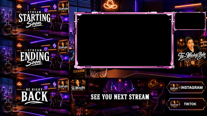 customize twitch channel with custom overlay pack also setup in obs