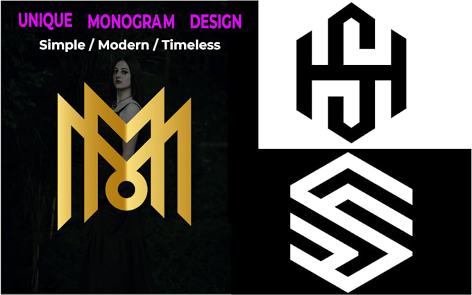 design a unique minimalist monogram and letter mark logo for your brand