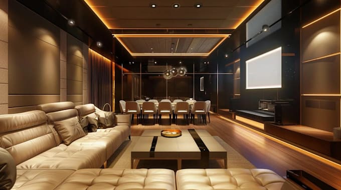 recreate 3d functional living room, hotel interior lounge,dining room,cgi render