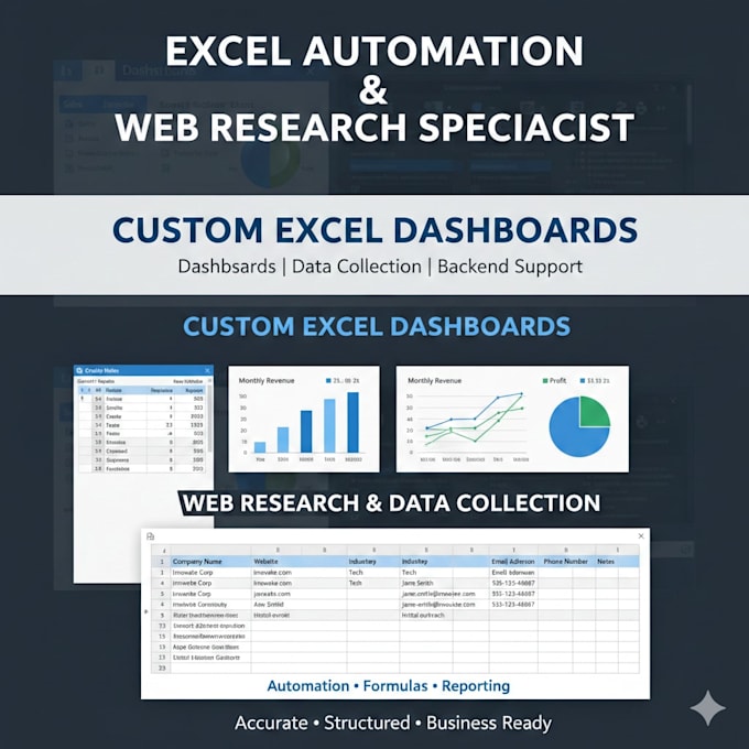 advance excel automation web research backend operations auction tracking
